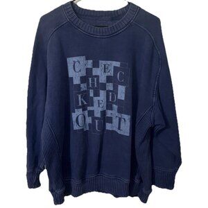 Aerie Blue Sweatshirt Checked Out Size Large